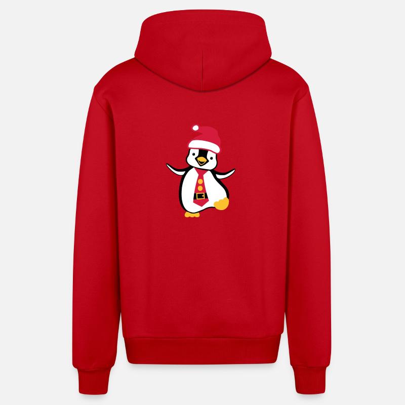 Noël Pingouin - Veste à capuche bio décontractée fabriquée en UE - rouge