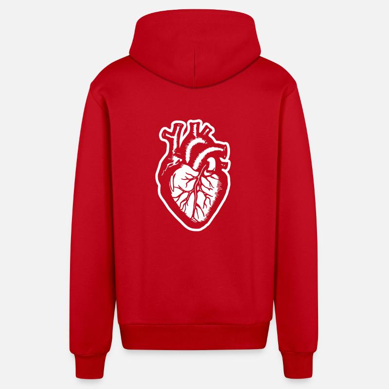Cœur - Veste à capuche bio décontractée fabriquée en UE - rouge