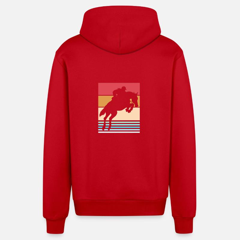 Springreiten Springpferd - Organic Relaxed Kapuzenjacke Made in EU - Rot