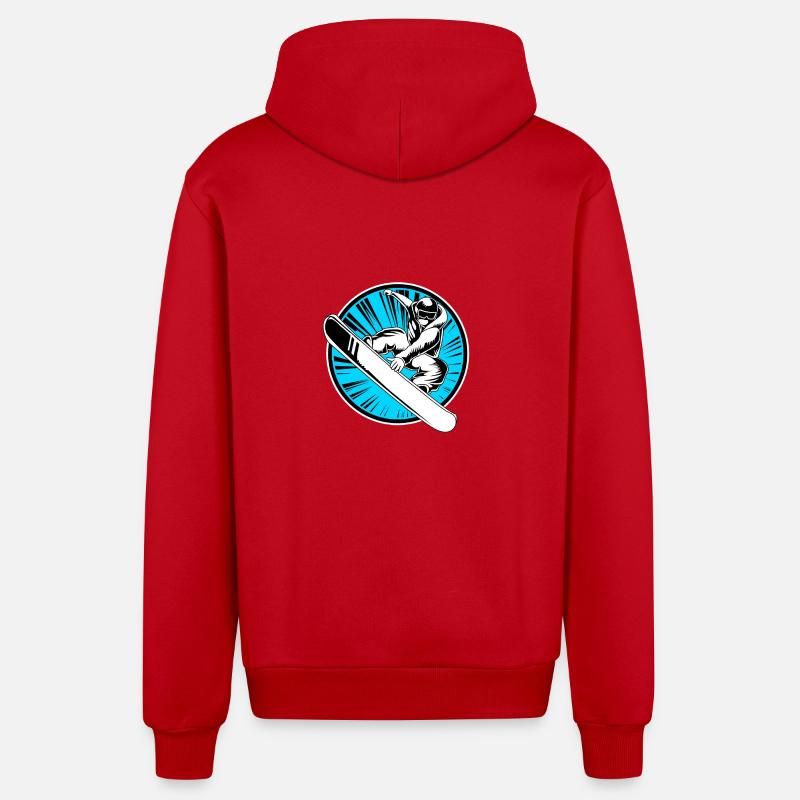 Snowboard Snowboard Vacances snowboard Snowboarders - Veste à capuche bio décontractée fabriquée en UE - rouge