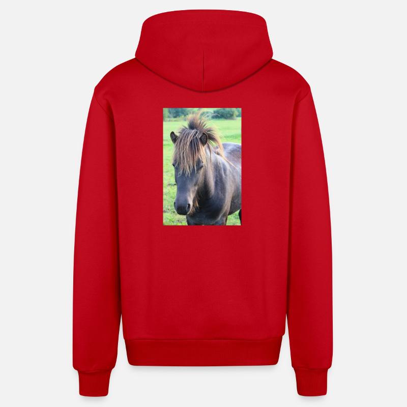 Affiche Cheval Cheval - Veste à capuche bio décontractée fabriquée en UE - rouge