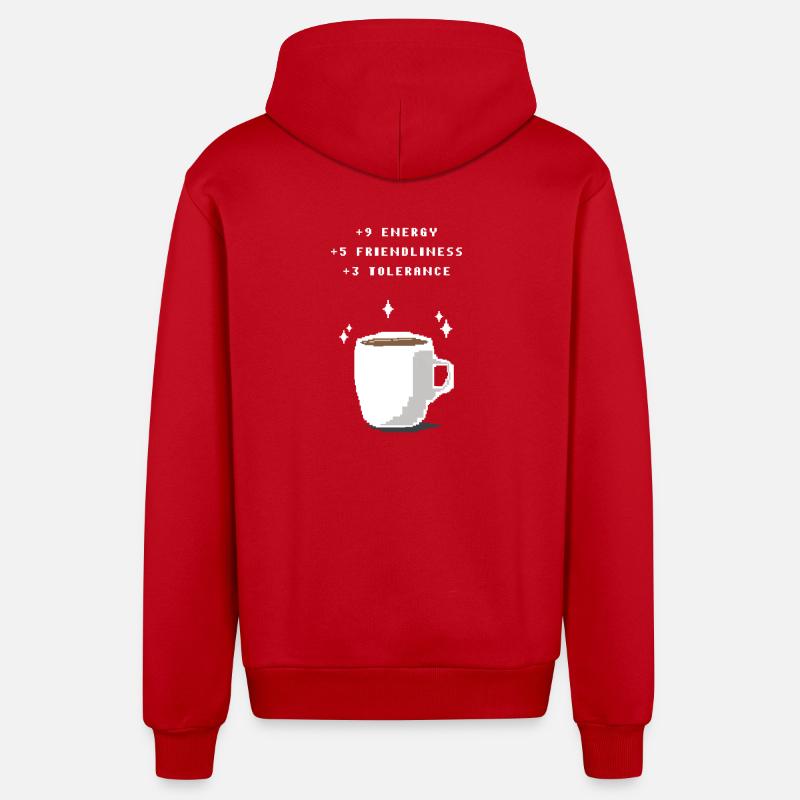 Coup de pouce au café - Veste à capuche bio décontractée fabriquée en UE - rouge