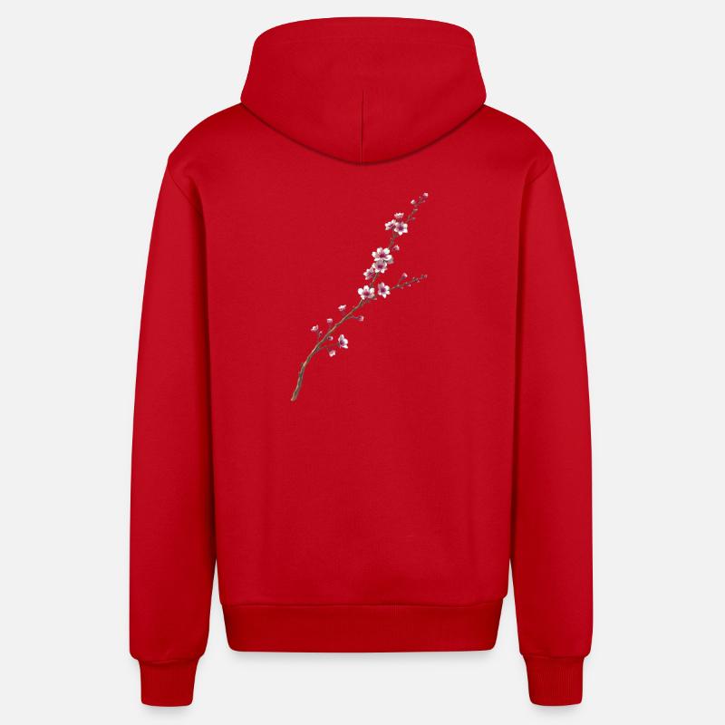 Fleur de cerisier - Veste à capuche bio décontractée fabriquée en UE - rouge
