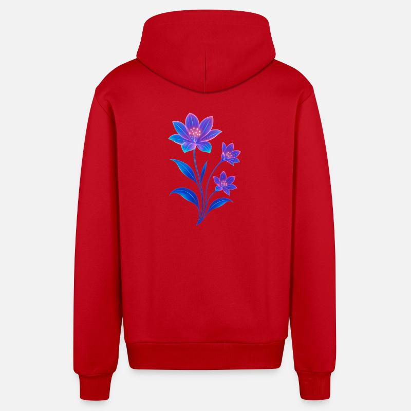 Conception de fleur cosmique luminescente - Veste à capuche bio décontractée fabriquée en UE - rouge