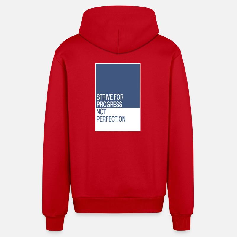 Strive for Progress, Not Perfection - Organic Relaxed Hooded Jacket Made in EU - red