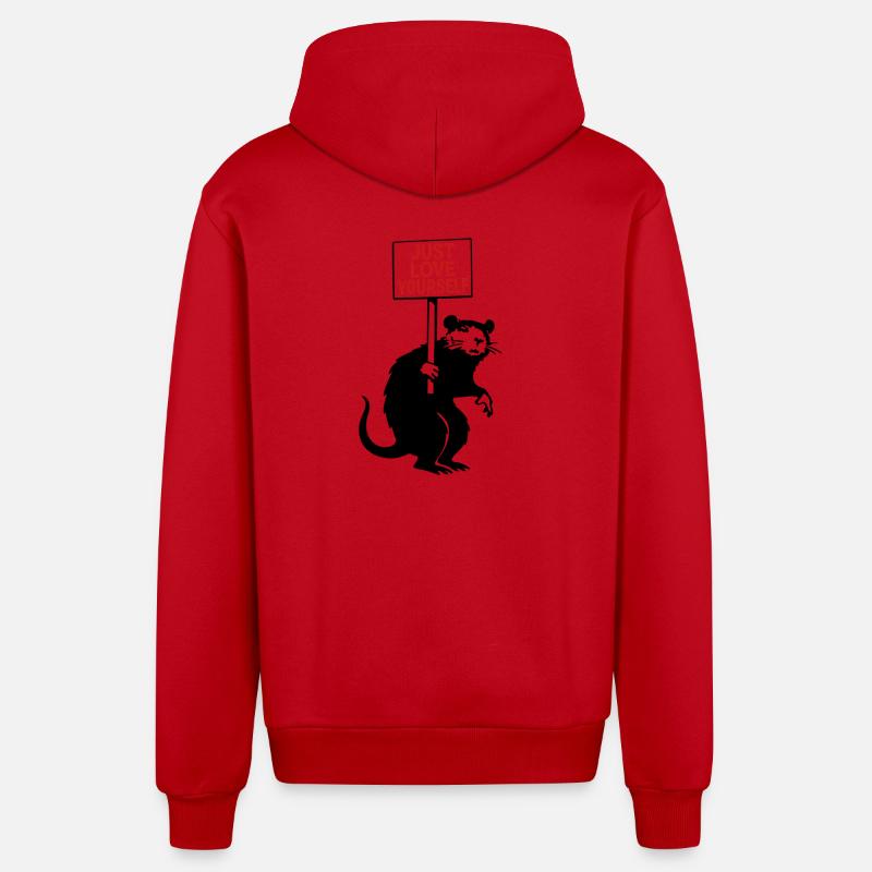 Aimez-vous simplement Signe d’amour de soi - Veste à capuche bio décontractée fabriquée en UE - rouge