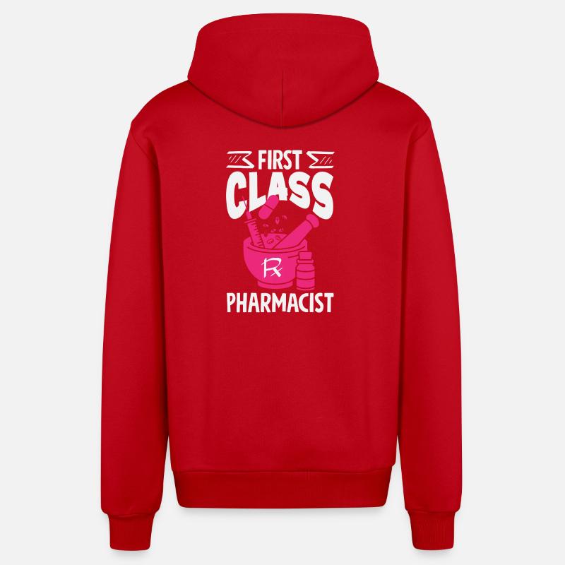 Pharmacien Technicien Pharmaceutique - Veste à capuche bio décontractée fabriquée en UE - rouge