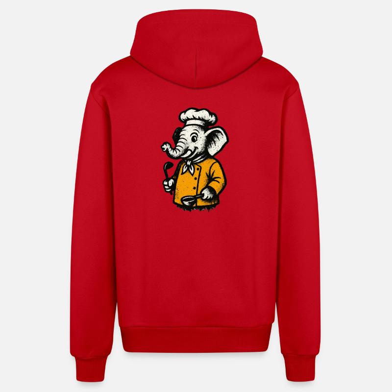 Cuisinier Chef Éléphant - Veste à capuche bio décontractée fabriquée en UE - rouge