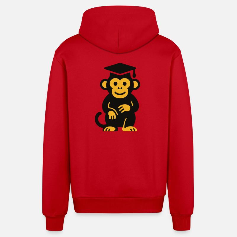 T-shirt Icône du Singe de Graduation - Veste à capuche bio décontractée fabriquée en UE - rouge