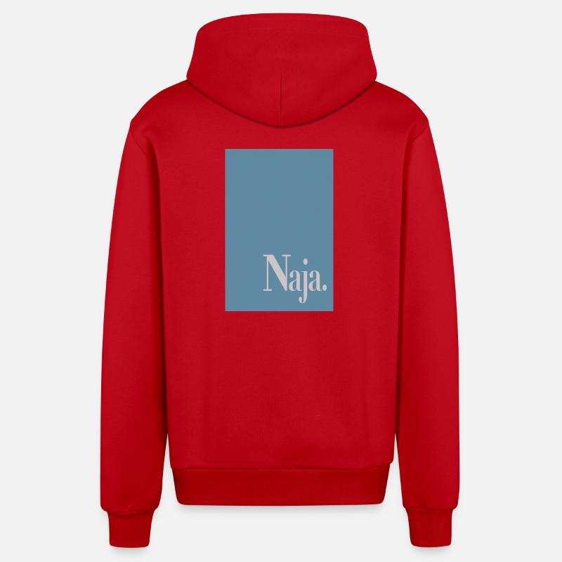 Affiche statement avec illustration « Eh bien. » - Veste à capuche bio décontractée fabriquée en UE - rouge