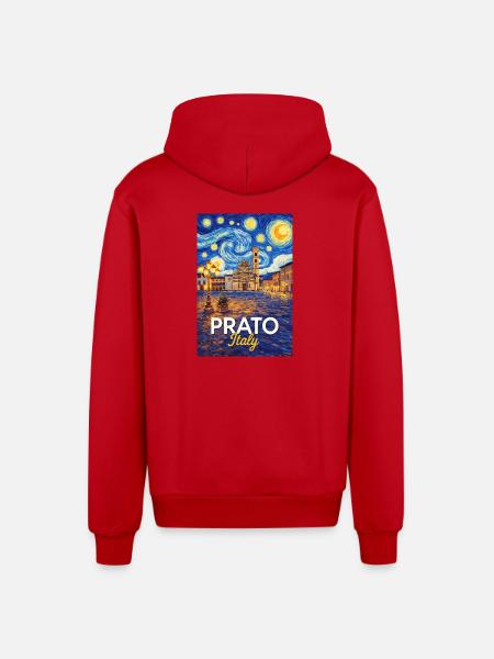 Prato, Italy. - Organic Relaxed Hooded Jacket Made in EU - red