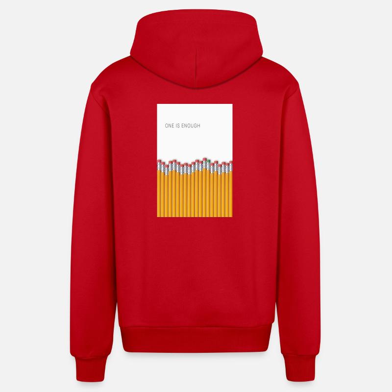 One Is Enough Statement Design - Organic Relaxed Hooded Jacket Made in EU - red