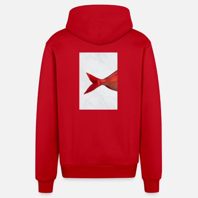 Red Fish Minimal Art Design - Veste à capuche bio décontractée fabriquée en UE - rouge
