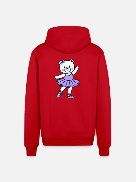 Bear ballet - Organic Relaxed Hooded Jacket Made in EU - red
