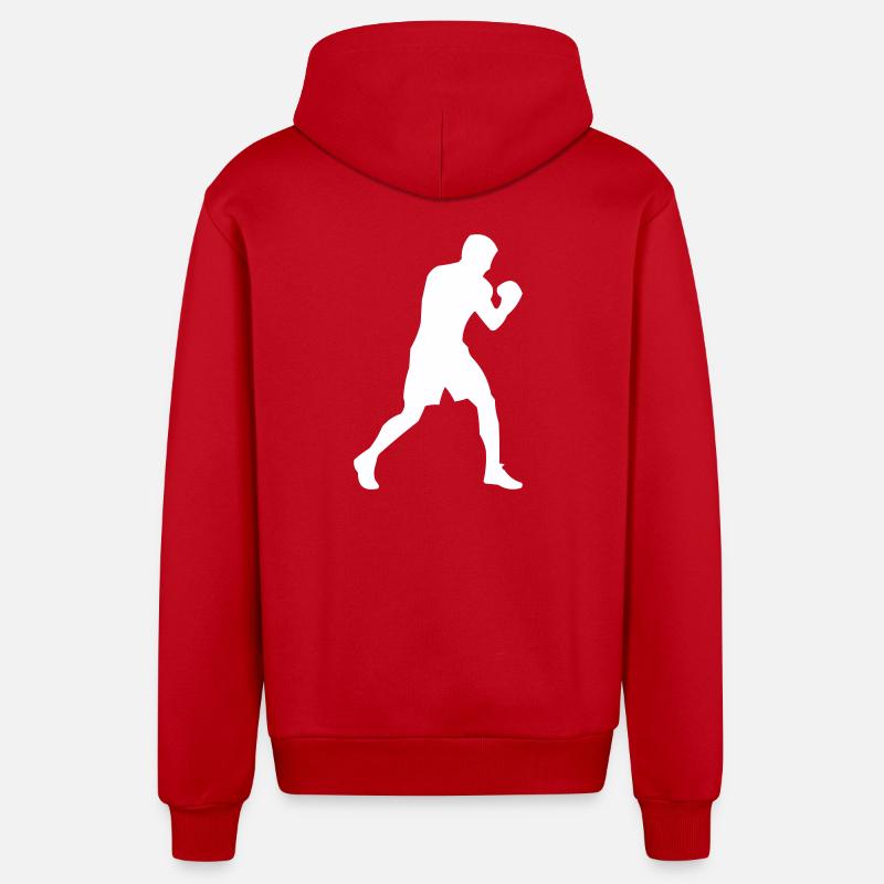 Silhouette de boxeur en mouvement - Veste à capuche bio décontractée fabriquée en UE - rouge