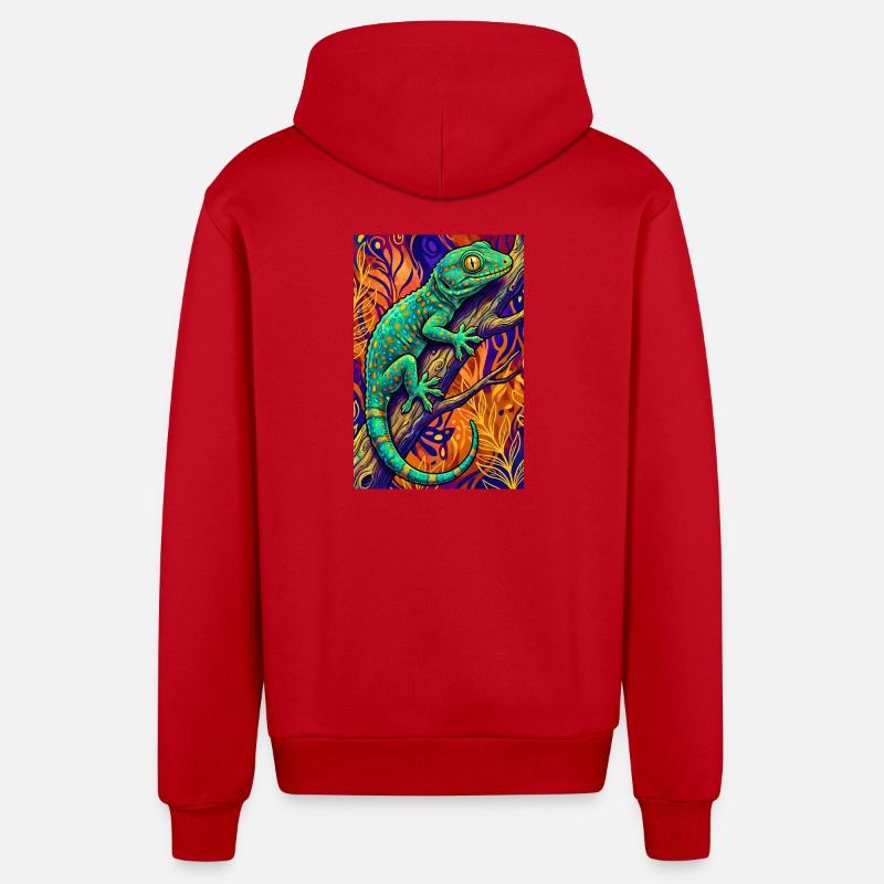 Gecko - Veste à capuche bio décontractée fabriquée en UE - rouge