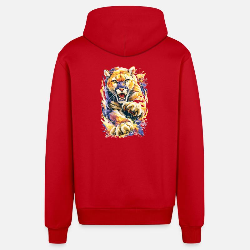 Chat sauvage - Veste à capuche bio décontractée fabriquée en UE - rouge