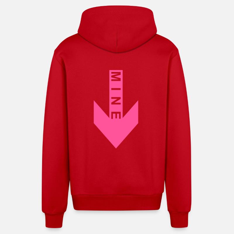 Mine flèche rose en bas - Veste à capuche bio décontractée fabriquée en UE - rouge