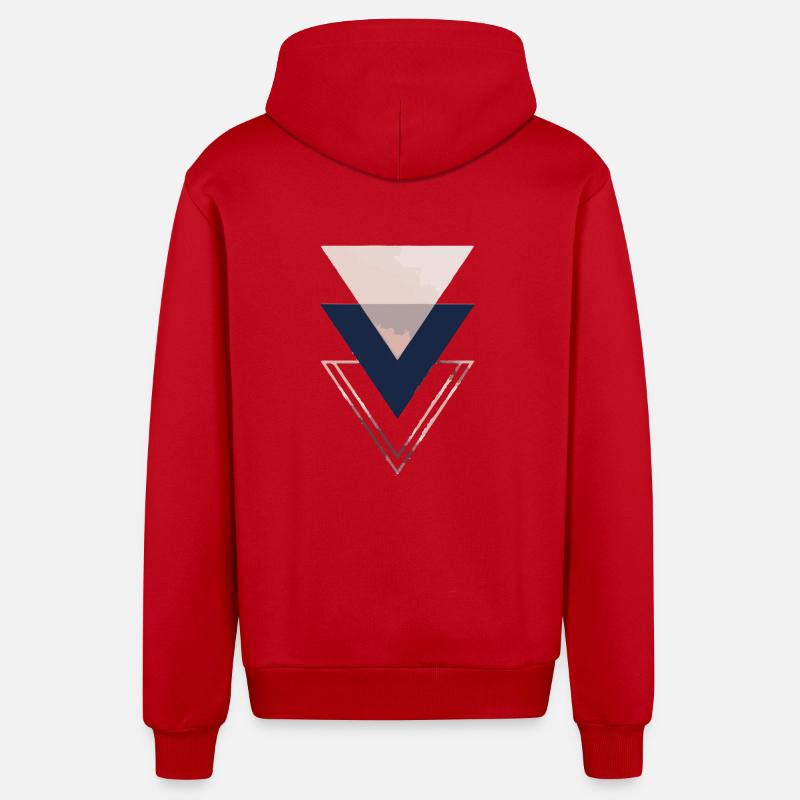 Triangles rose - Veste à capuche bio décontractée fabriquée en UE - rouge