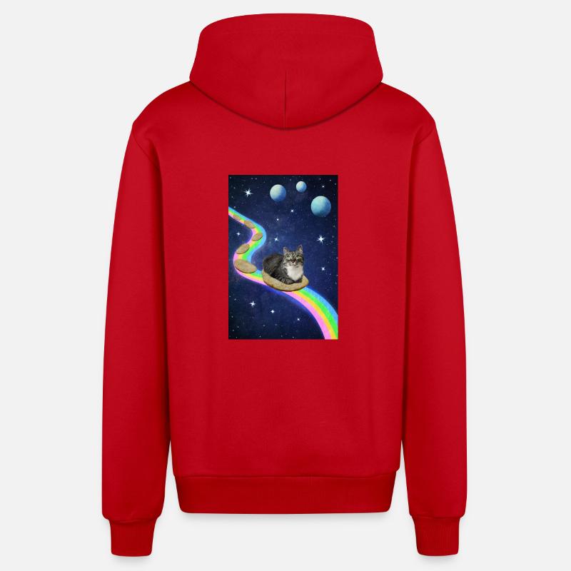 Chat mignon dans l’espace - Veste à capuche bio décontractée fabriquée en UE - rouge