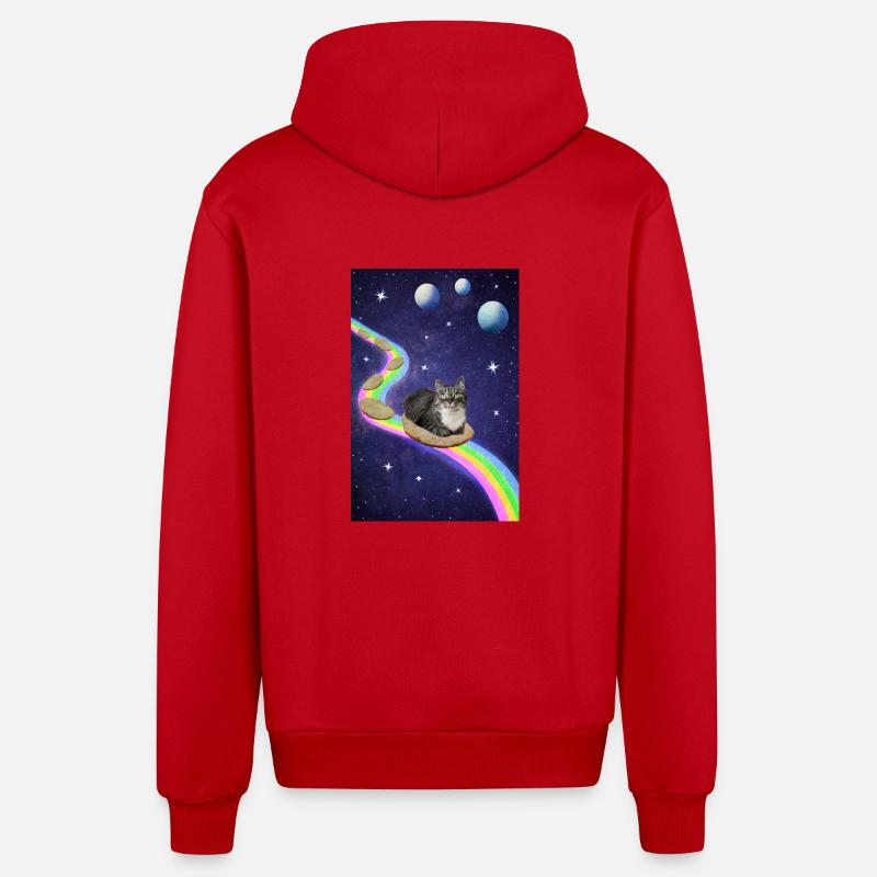 Mignon chat de l’espace - Veste à capuche bio décontractée fabriquée en UE - rouge