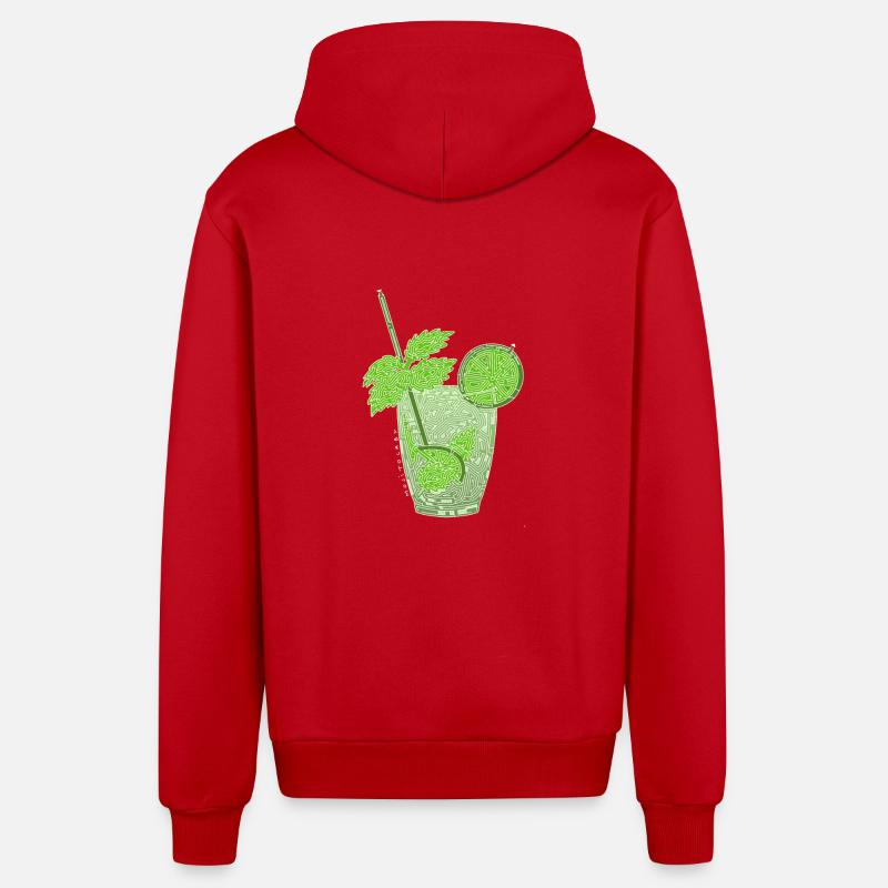 Mojito Laby (contours blancs) - Veste à capuche bio décontractée fabriquée en UE - rouge