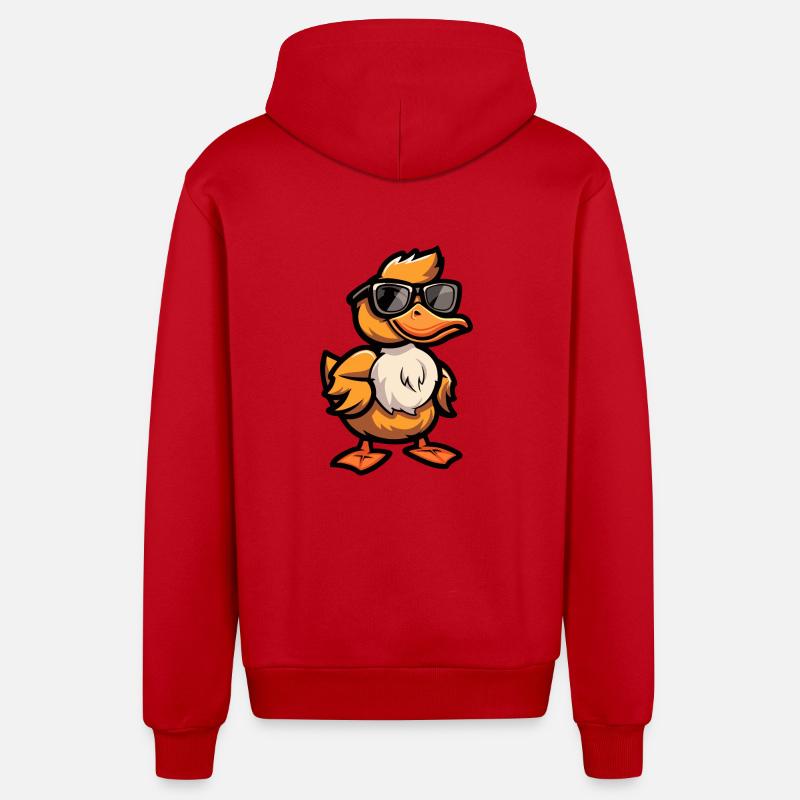 Bande dessinée de canard Cool - Veste à capuche bio décontractée fabriquée en UE - rouge