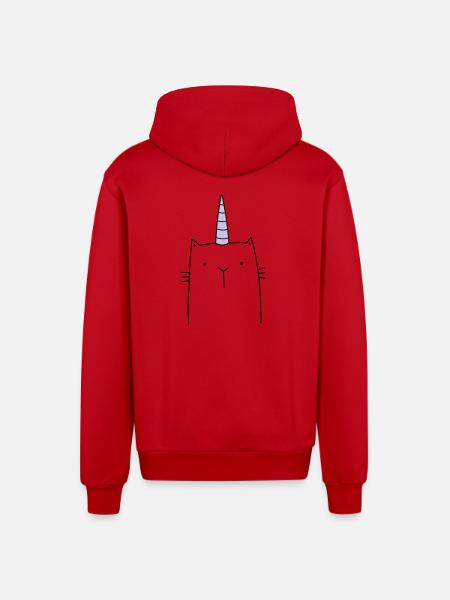 Einhorn Katze niedlich Geschenk - Organic Relaxed Kapuzenjacke Made in EU - Rot
