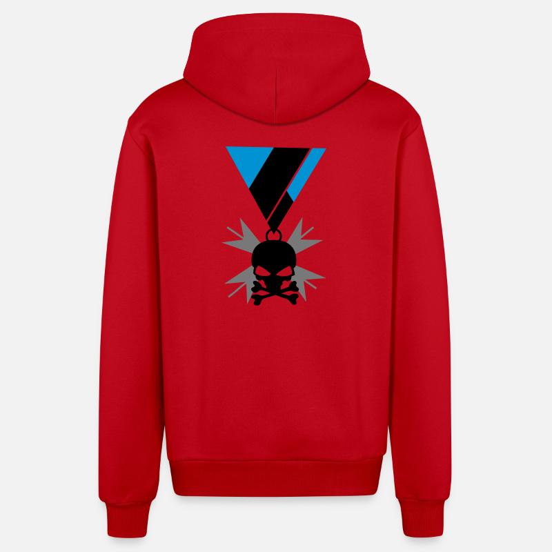 Médaille Skull Skull and Bones - Veste à capuche bio décontractée fabriquée en UE - rouge