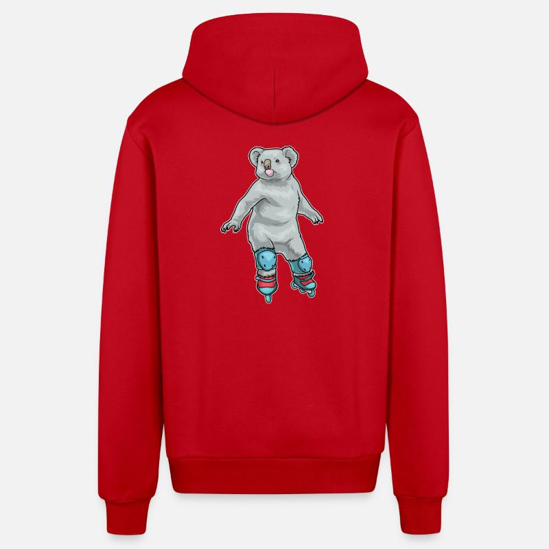 Koala Inline skating Inline skates - Organic Relaxed Hooded Jacket Made in EU - red