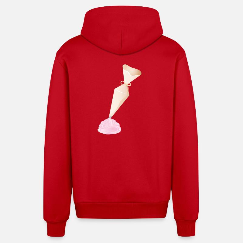 Douille crème avec garnitures roses - Veste à capuche bio décontractée fabriquée en UE - rouge