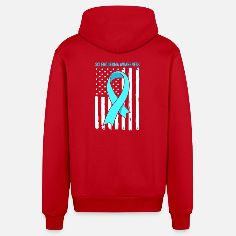 Scleroderma - Organic Relaxed Hooded Jacket Made in EU - red