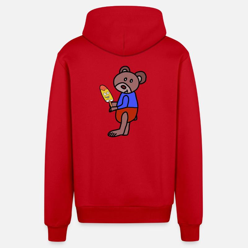 Bär Teddy  Eiskrem  Eis Kind - Organic Relaxed Kapuzenjacke Made in EU - Rot