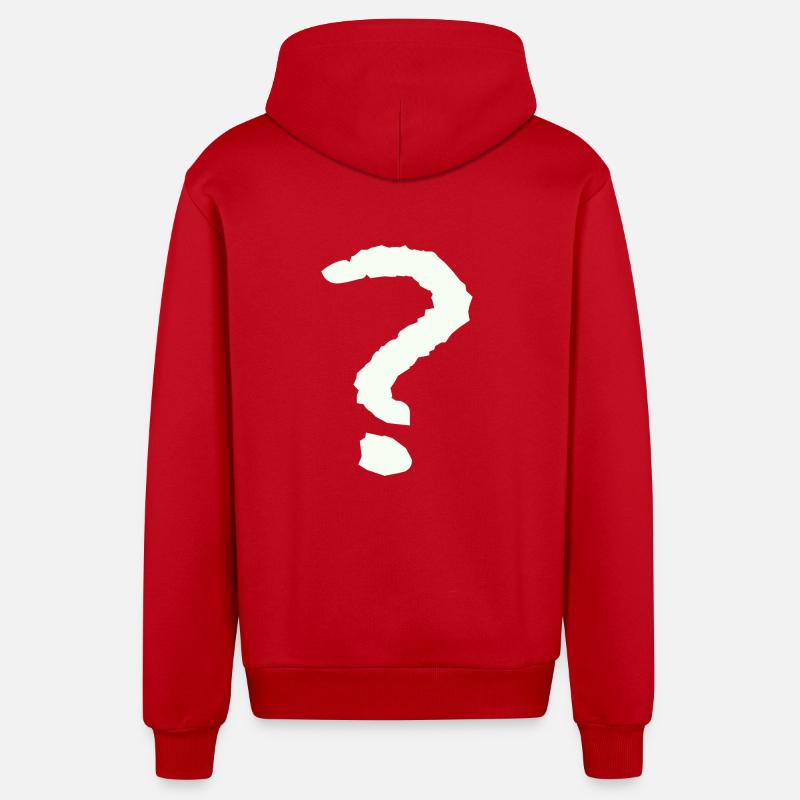 Points d’interrogation - Veste à capuche bio décontractée fabriquée en UE - rouge
