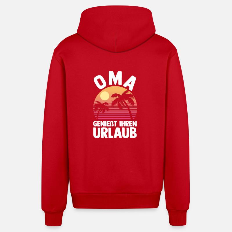 Urlaub Urlauberin Großmutter Oma - Organic Relaxed Kapuzenjacke Made in EU - Rot