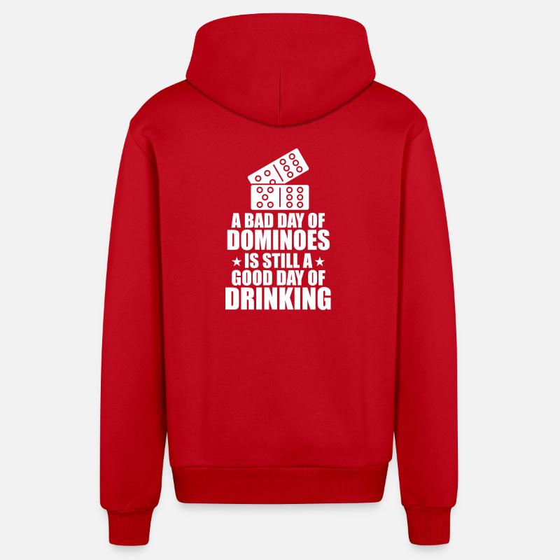 Conception de jeux Domino - Veste à capuche bio décontractée fabriquée en UE - rouge