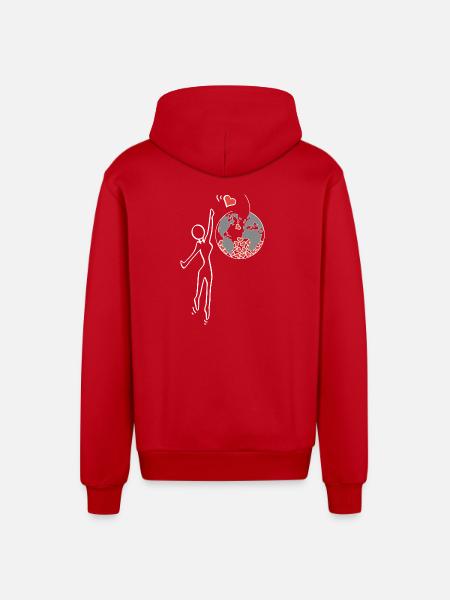 Give love - Organic Relaxed Hooded Jacket Made in EU - red