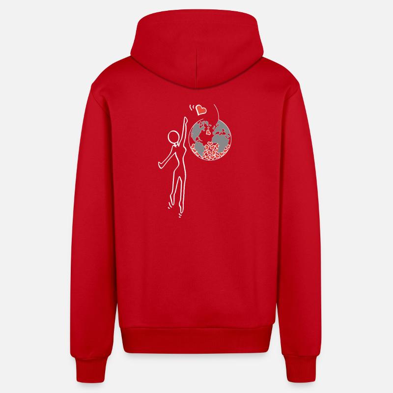 Give love - Organic Relaxed Hooded Jacket Made in EU - red