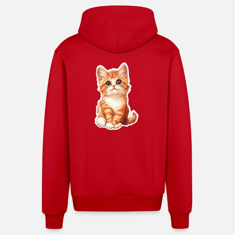 Süsse Katze Kätzchen - Organic Relaxed Kapuzenjacke Made in EU - Rot