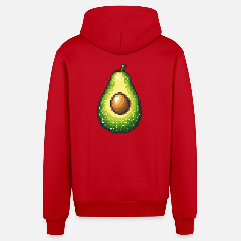 Pixel avocat rétro fruit image - Veste à capuche bio décontractée fabriquée en UE - rouge
