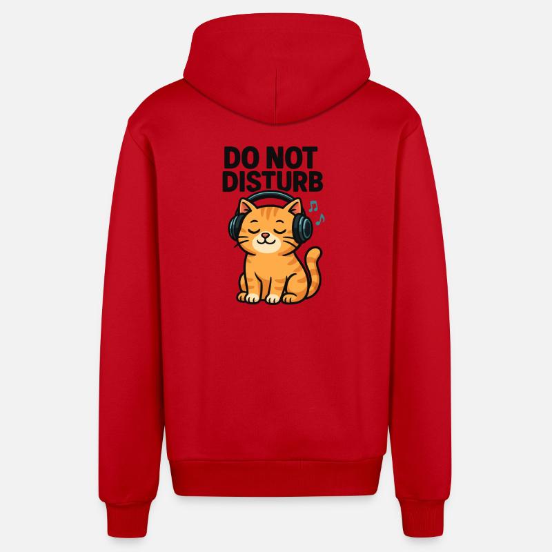 Mode sommeil Cat DJ avec casque - Veste à capuche bio décontractée fabriquée en UE - rouge