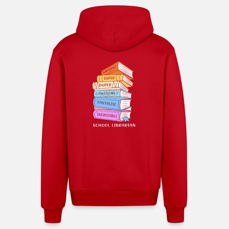 Rat de bibliothèque de lecture - Veste à capuche bio décontractée fabriquée en UE - rouge