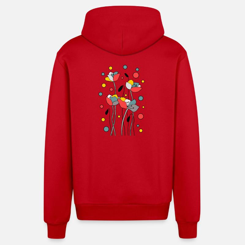 Fleur - Veste à capuche bio décontractée fabriquée en UE - rouge