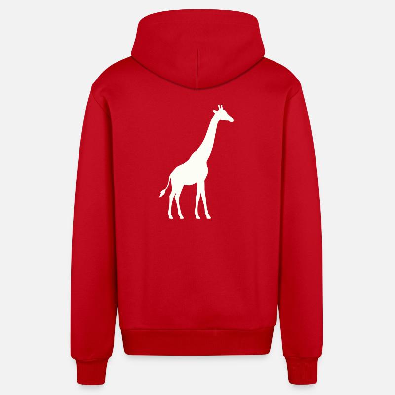 Silhouette de girafe - Veste à capuche bio décontractée fabriquée en UE - rouge