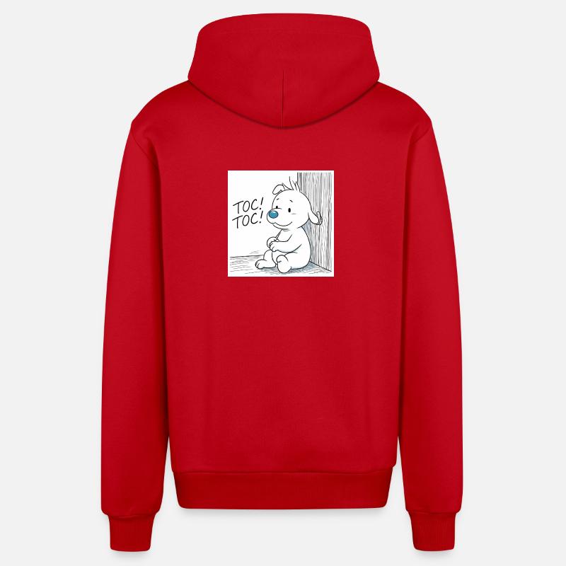 Idéfix Frappe Toc Toc Toc - Veste à capuche bio décontractée fabriquée en UE - rouge