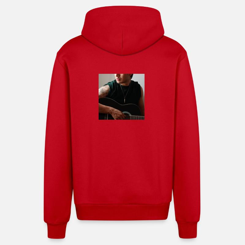 Guitare de soirée studio - Veste à capuche bio décontractée fabriquée en UE - rouge