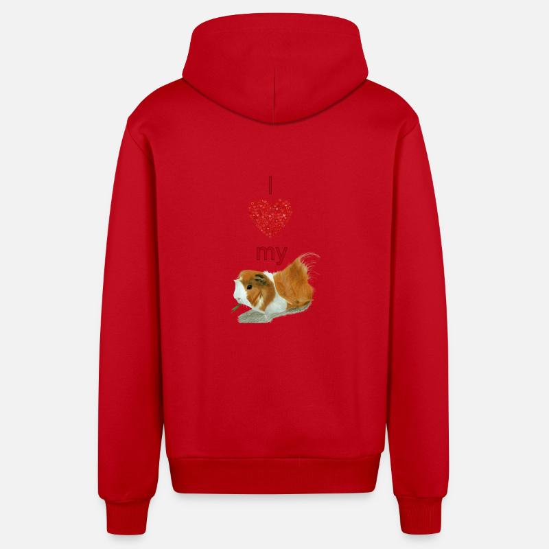 J'aime mon cochon de Guinée - Veste à capuche bio décontractée fabriquée en UE - rouge