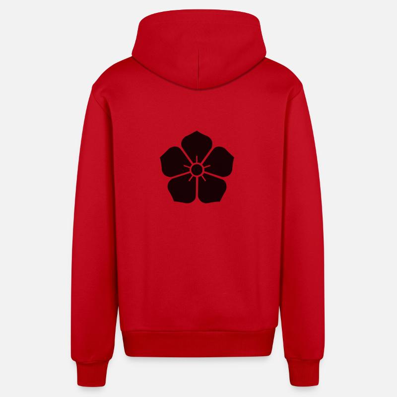 Symbole fleur - Veste à capuche bio décontractée fabriquée en UE - rouge