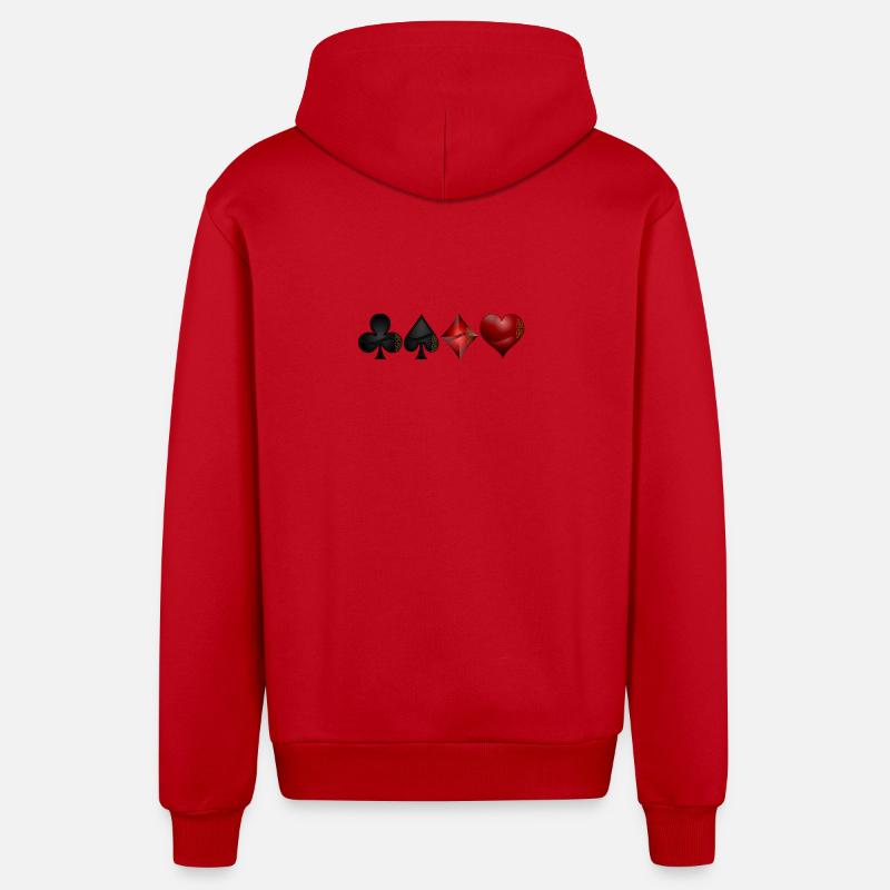 Croix Pik Karo coeur - Veste à capuche bio décontractée fabriquée en UE - rouge
