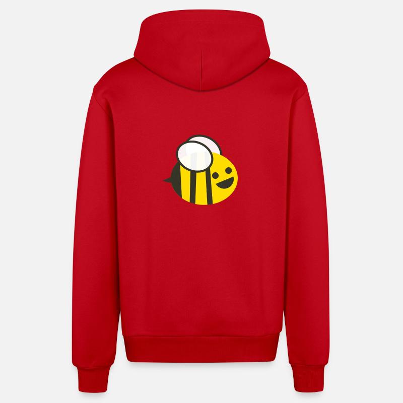 abeille - Veste à capuche bio décontractée fabriquée en UE - rouge